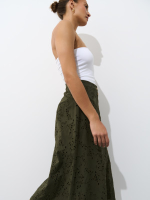 Mohito - Bawełniana zielona spódnica midi - khaki -