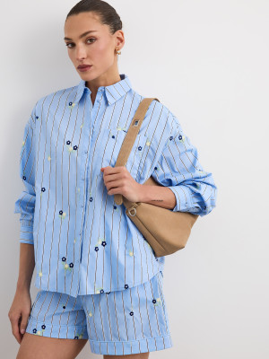 Mohito - Camicia con dettagli ricamati - blu pallido - 32