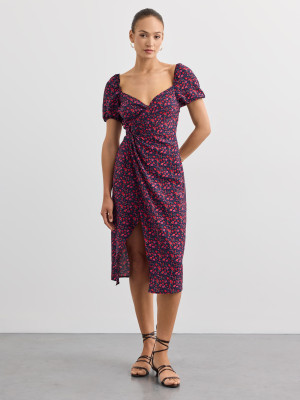 Mohito - Midikleid mit Puffärmeln - Navy - 32