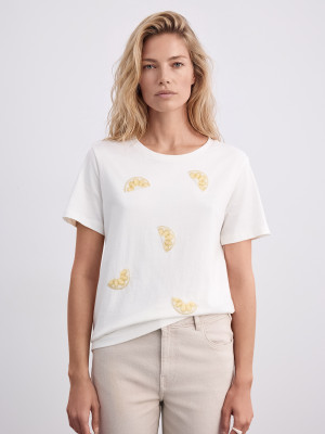 Mohito - T-shirt con applique - panna - S