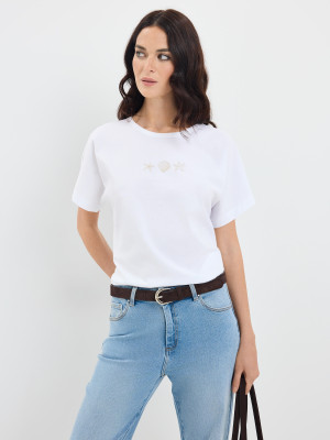 Mohito - T-Shirt mit Applikation - Weiß - XS