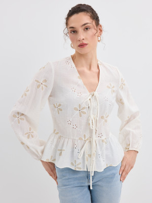 Mohito - Blusa in misto lyocell - panna - 40