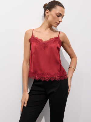 Mohito - Top con pizzo - maroon - 44