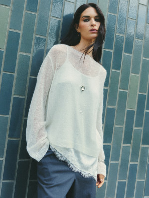 Mohito - Sweter z moherem i wełną - kremowy -