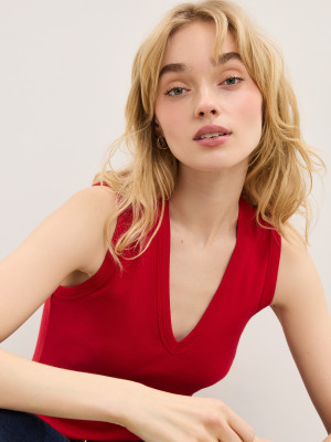 Mohito - Top con scollo a V - rosso - 3XL