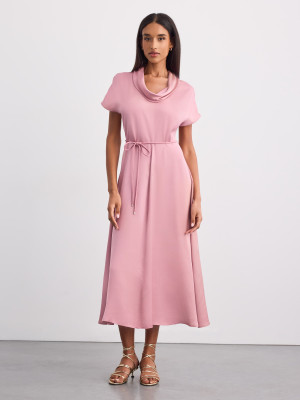 Mohito - Abito midi con allacciatura - rosa cipria - 34