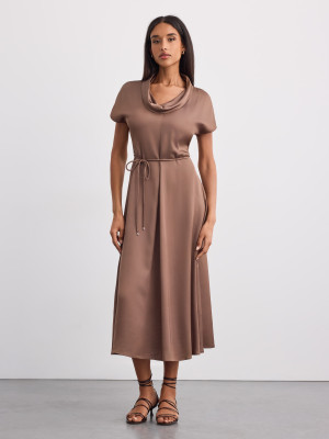 Mohito - Midikleid mit Bindung - Braun - 36