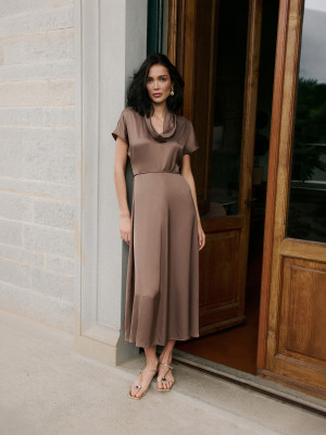 Mohito - Vestido midi con atadura - marrón - 44