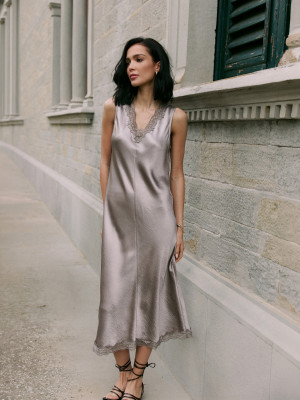 Mohito - Midikleid mit Spitze - Grau - 32
