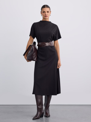 Mohito - Midikleid mit Raffung - Schwarz - 32