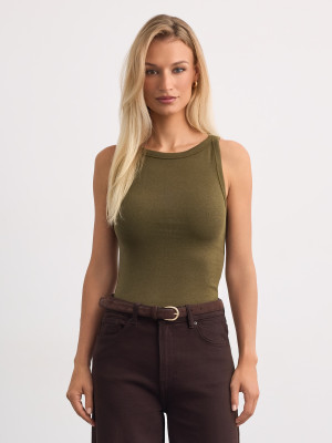 Mohito - Top a costine - verde-marrone - XXL