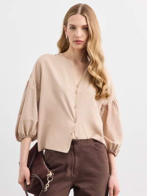 Mohito - Oberteil mit Puffärmeln - Beige - 32