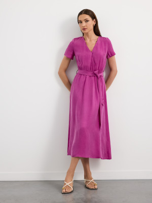 Mohito - Midikleid mit kurzen Ärmeln - Fuchsia - 32