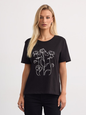 Mohito - Bawełniany t-shirt z nadrukiem - czarny -