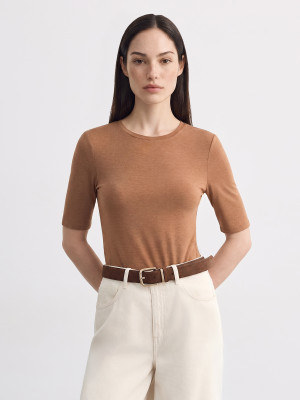 Mohito - T-shirt basic slim - bursztynowy -