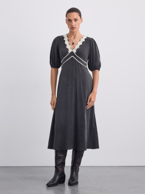 Mohito - Vestido con detalles de encaje - negro - 34