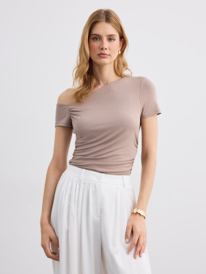 Mohito - Bluse mit Raffungen - Beige - XXS