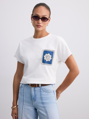 Mohito - T-shirt con applique - bianco - L