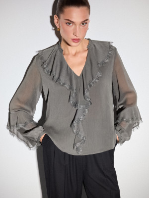 Mohito - Blusa a balze - verde polveroso - 36