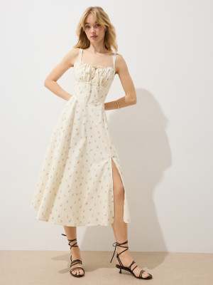Mohito - Midikleid mit Trägern - Creme - 34