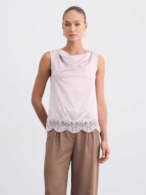 Mohito - Top mit Spitze - Pastellrosa - M