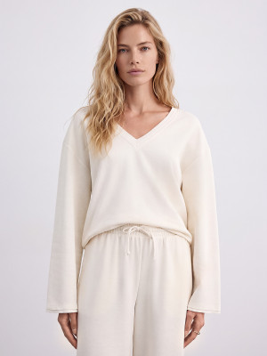 Mohito - Sudadera de cuello de pico - crema - L