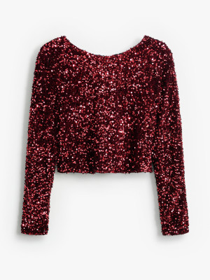 Mohito - Paillettenbluse - Kastanienbraun - 32