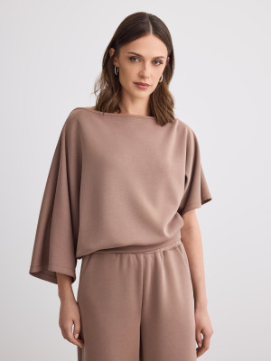 Mohito - Blusa con scollo asimmetrico - beige - M/L