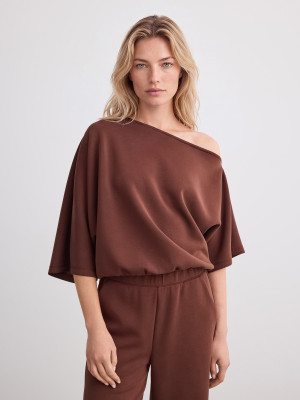 Mohito - Blusa con escote asimétrico - marrón - M/L