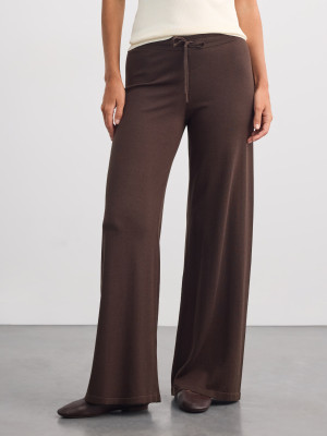 Mohito - Spodnie wide leg z modalem - ciemnobrązowy -