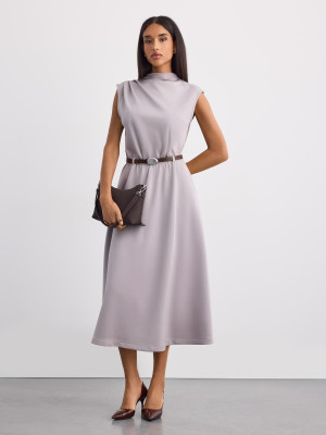 Mohito - Vestido midi con cinturón - gris claro - L
