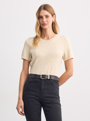 Mohito - Pulover cu mânecă scurtă - Beige - XXL