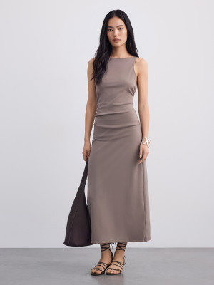 Mohito - Vestido maxi con pliegue - verde claro - L