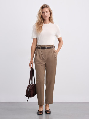 Mohito - Pantalón paperbag - verde pardo - 42