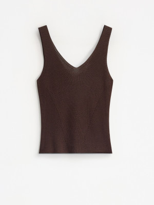 Mohito - Top mit Federn - Dunkelbraun - L