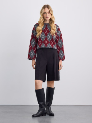 Mohito - Sweter ze wzorem w romby - kasztanowy -