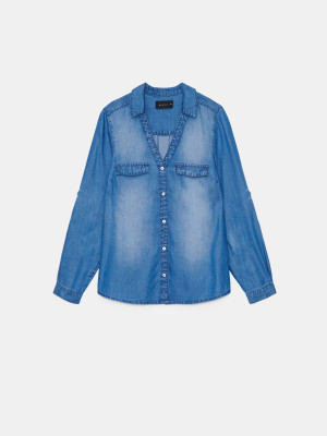 Mohito - Hemdbluse aus Denim - Blau - 32