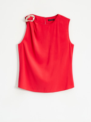 Mohito - Blusa con fibbia decorativa - rosso - 32