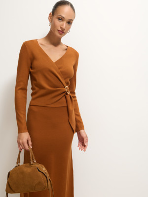 Mohito - Maglione con scollo sovrapposto - marrone dorato - S