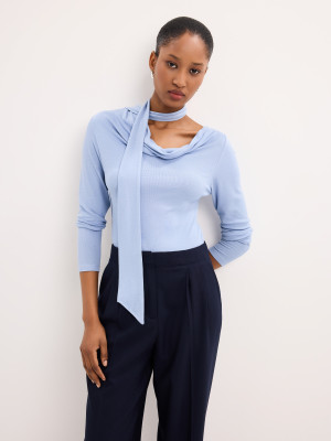 Mohito - Blouse with scarf - Blau - XL