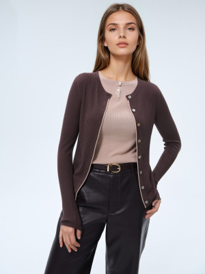 Mohito - Cardigan in misto viscosa - marrone polveroso - S