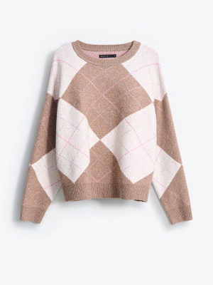 Mohito - Sweater with geometrical pattern - Beige - XL
