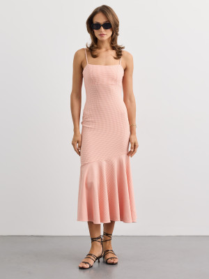 Mohito - Kariertes Midikleid - Orange - 36