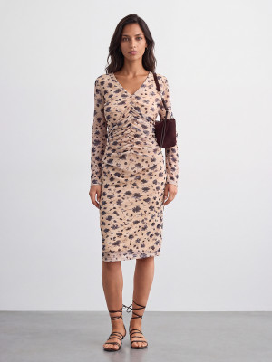 Mohito - Vestido midi con pliegue - beige - XS
