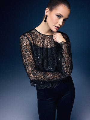 Mohito - Blouse with decorative details - Schwarz - 32