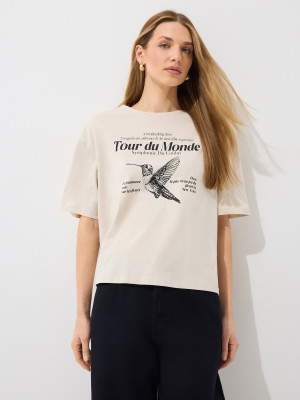 Mohito - T-shirt in cotone con stampa - nude - S