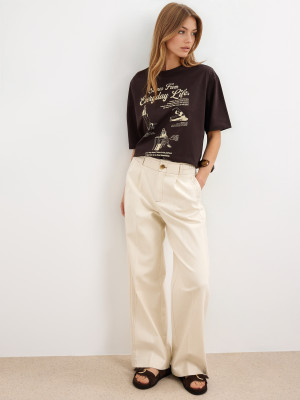 Mohito - T-shirt in cotone con stampa - marrone scuro - XS