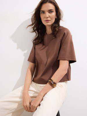 Mohito - T-shirt oversize - marrone - S