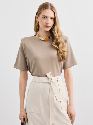 Mohito - T-Shirt Basic - Beige - XS