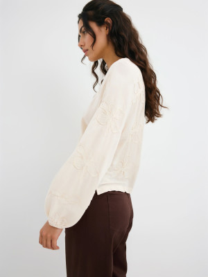 Mohito - Blouse with decorative embroidery - beige - L